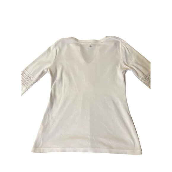 Vintage Prana Cream Blouse Womens Medium Used Organic Cotton Crochet Top - Picture 15 of 16